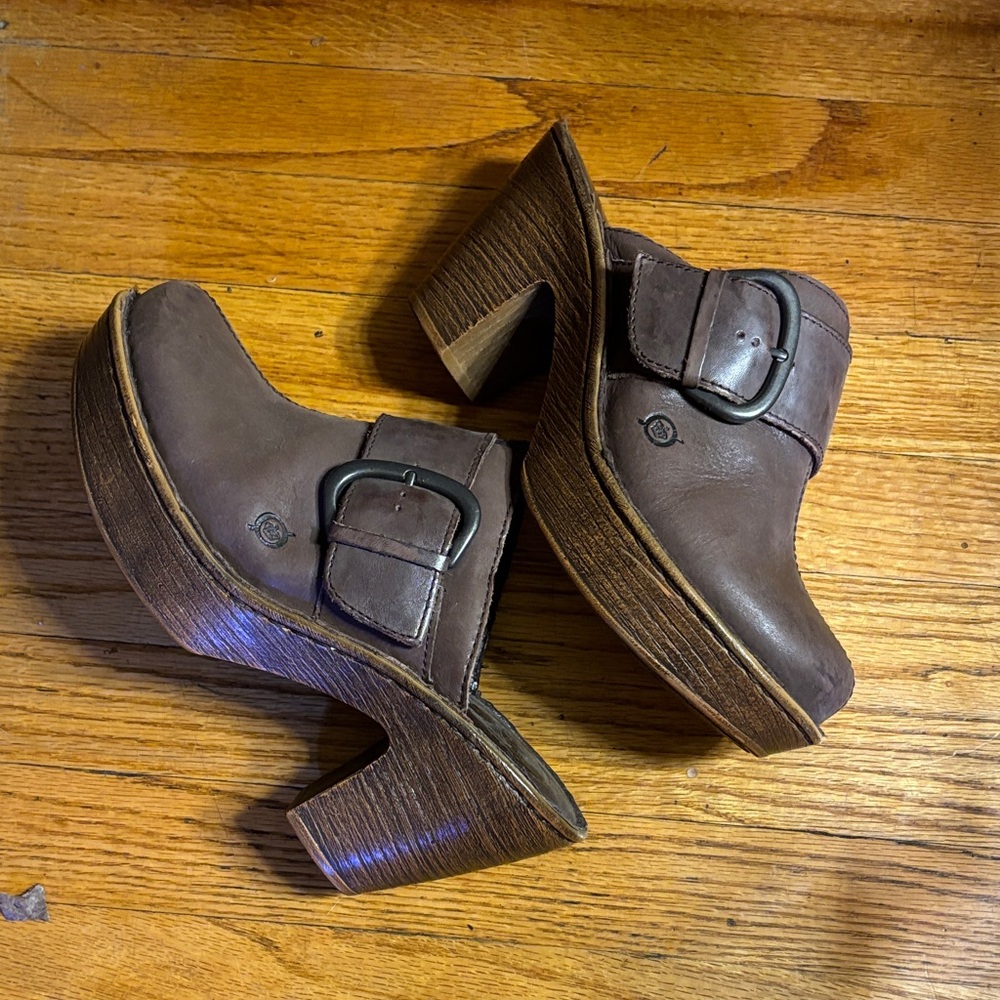 Born Dark Brown Leather Mules
